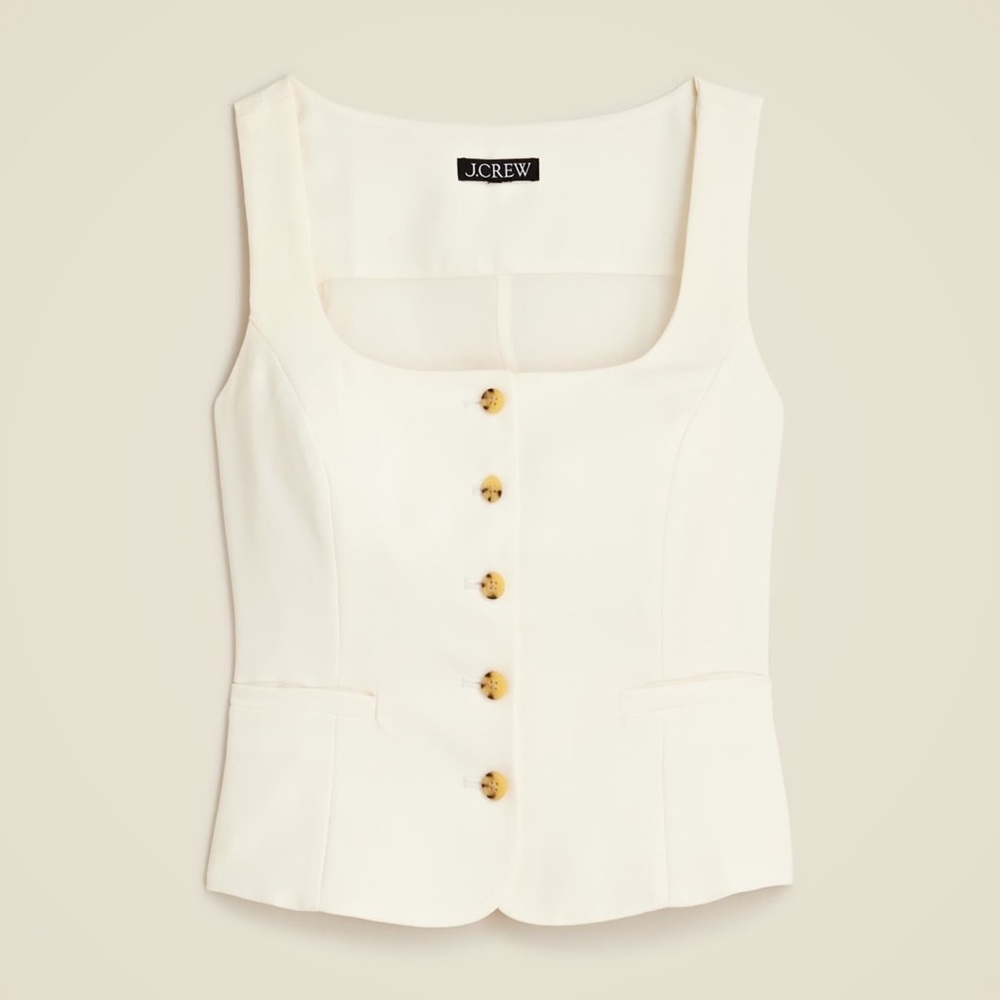 J. Crew Cream Button-Front Tank Top